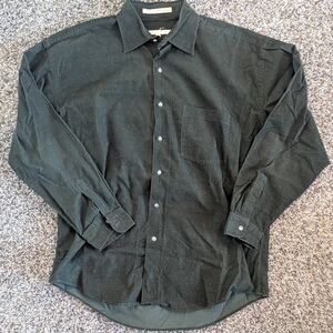 Perry Ellis Vintage Dark Green Corduroy Button Down Shirt Large